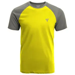 [TS_YELLOW_0001] Neon Yellow & Steel Grey Sports T Shirt