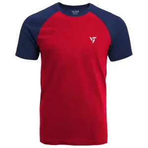 [TS_RED_0001] Electric Red & Navy Blue Sports T Shirt