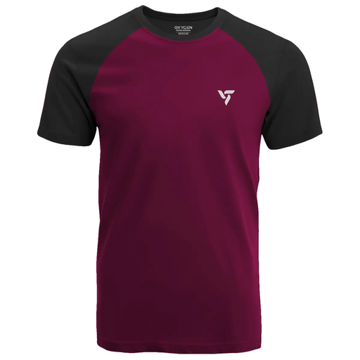[TS_MAROON_0001] Maroon & Jet Black Sports T Shirt