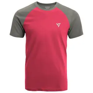 [TS_PINK_0001] Salmon Pink & Steel Grey Sports T Shirt