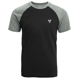 [TS_BLACK_0001] Jet Black & Cloud Grey Sports T Shirt